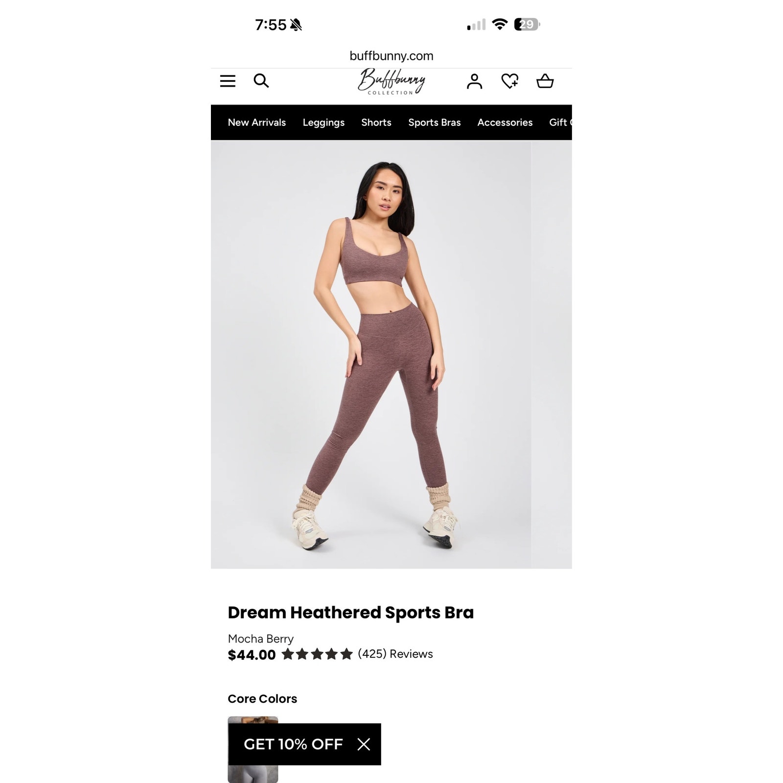 Buff Bunny Dream Weathered Sports Bra Sz M Brown